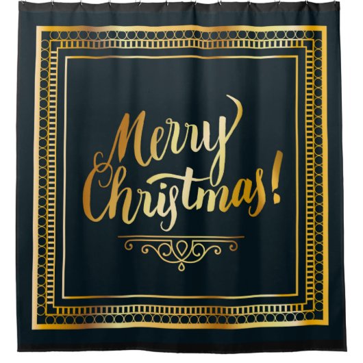 Gold Merry kerst Douchegordijn (Voorkant)