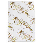 Gold Merry kerst Medium Cadeauzakje (Voorkant)