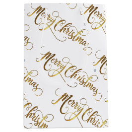 Gold Merry kerst Medium Cadeauzakje