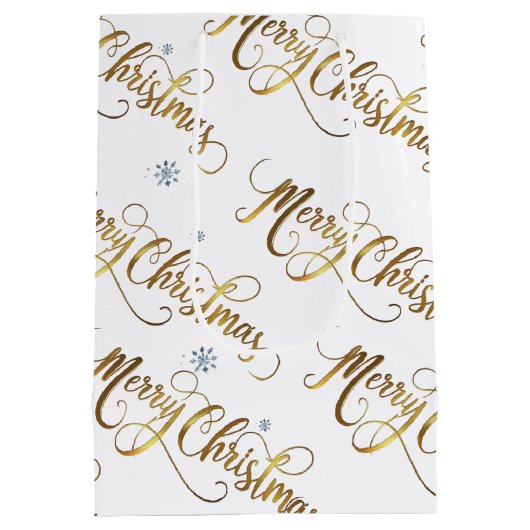Gold Merry kerst Medium Cadeauzakje (Achterkant)