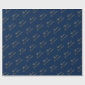 Gold Merry kerst Navy Blue Holiday Cadeaupapier (Vlak)