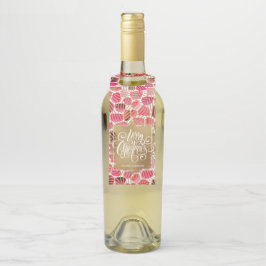 Gold Merry-kerst op rood Flessenhanger