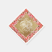 Gold Merry-kerst op rood Servet (Hoek)