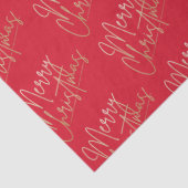 Gold Merry-kerst op rood Tissuepapier (Detail)