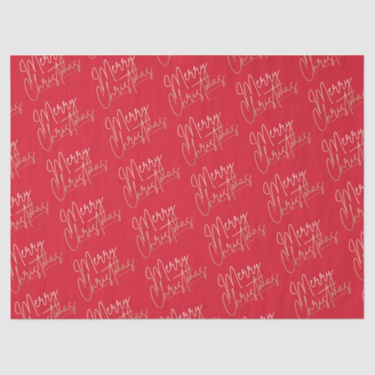 Gold Merry-kerst op rood Tissuepapier (Voorkant)