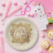 Gold Merry kerst Papieren Bordje (Feest)