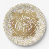 Gold Merry kerst Papieren Bordje (Voorkant)