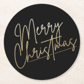 Gold Merry-kerst zwart Ronde Kartonnen Onderzetter (Voorkant)
