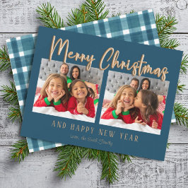 Gold Merry kerstballetblauwe foto Blauwe foto Feestdagenkaart