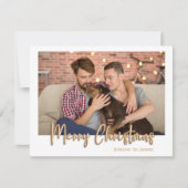 Gold Merry-kerstballetbriefjes gepantserd wit Feestdagenkaart (Voorkant)