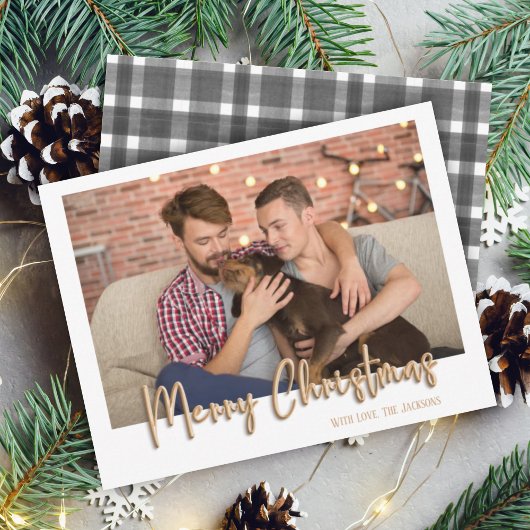 Gold Merry-kerstballetbriefjes gepantserd wit Feestdagenkaart