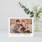 Gold Merry kerstballetjes Blue Pset Feestdagenkaart (Staand voorkant)