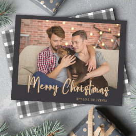 Gold Merry-kerstballetjes, zwart Feestdagenkaart