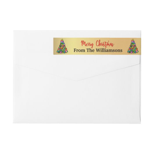 Gold Merry kerstbomen Return Address (Achterkant)