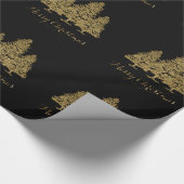 Gold Merry-kerstbomen — Verpakkingspapier Cadeaupapier (Hoek)