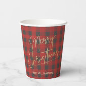 Gold Merry kerstbuffalo cheque op maat Papieren Bekers (Achterkant)