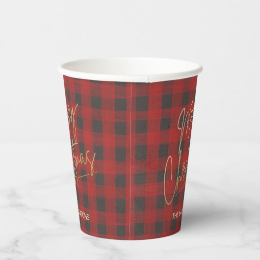 Gold Merry kerstbuffalo cheque op maat Papieren Bekers (Rechts)