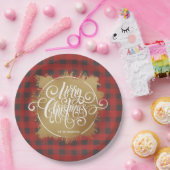 Gold Merry-kerstbuffalo Pset Papieren Bordje (Feest)