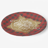 Gold Merry-kerstbuffalo Pset Papieren Bordje (Gekanteld)