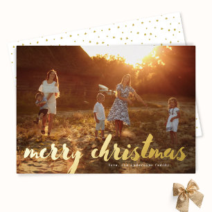 Gold Merry kerstcadeaufoto Folie Feestdagenkaart
