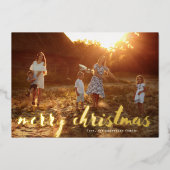 Gold Merry kerstcadeaufoto Folie Feestdagenkaart (Voorkant)