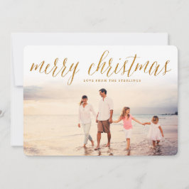 Gold Merry-kerstcadeaufotokaart voor feestdagen Feestdagenkaart