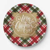 Gold Merry-kerstcadeautje Papieren Bordje (Voorkant)