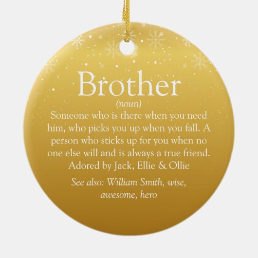 Gold Merry-kerstcoole Fun Brother Definition Keramisch Ornament (Achterkant)