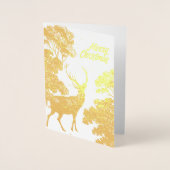 Gold Merry-kerstdeer in Woodland Folie Kaarten (Voorkant)