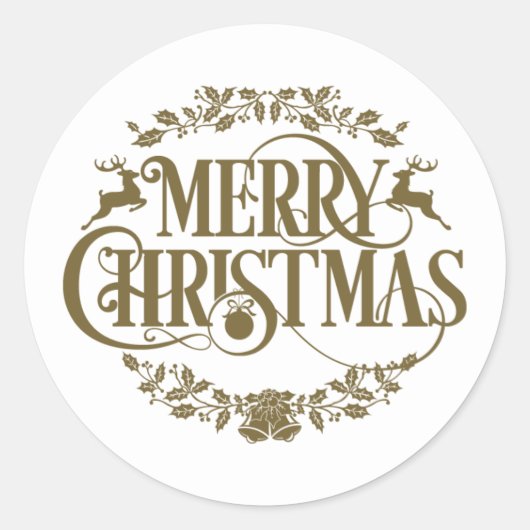 Gold Merry kerstfeestay Script Ronde Sticker (Voorkant)