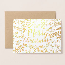 Gold Merry kerstfeestdag - Floral foto Folie Kaarten