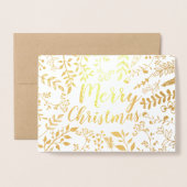 Gold Merry kerstfeestdag - Floral foto Folie Kaarten (Voorkant met envelop)