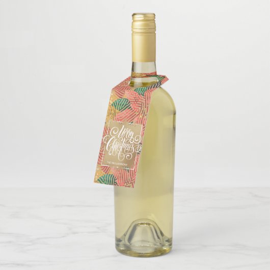 Gold Merry kerstFloral Flessenhanger (Schuin)