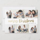 Gold Merry kerstfoto collage Holiday Kaart (Voorkant)