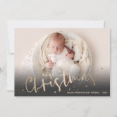 Gold Merry-kerstfoto Feestdagenkaart (Voorkant)