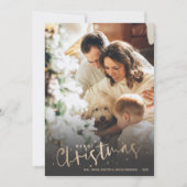 Gold Merry-kerstfoto Feestdagenkaart (Voorkant)