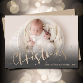 Gold Merry-kerstfoto Feestdagenkaart