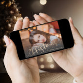 Gold Merry-kerstfoto Feestdagenkaart