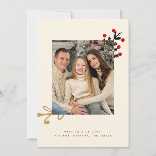 Gold Merry-kerstfoto-sierkaartje (Achterkant)