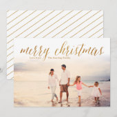 Gold Merry-kerstkaart Glitter-fotokaart Feestdagenkaart (Voorkant / Achterkant)