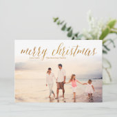 Gold Merry-kerstkaart Glitter-fotokaart Feestdagenkaart (Staand voorkant)