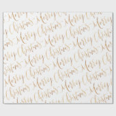 Gold Merry-kerstkalligrafie-feestdag Cadeaupapier (Vlak)