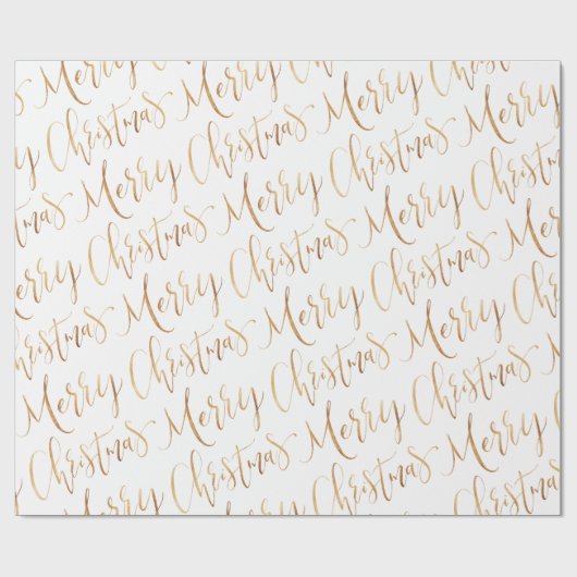 Gold Merry-kerstkalligrafie-feestdag Cadeaupapier (Vlak)