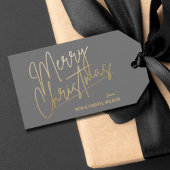 Gold Merry-kerstluxe grijs Cadeaulabel
