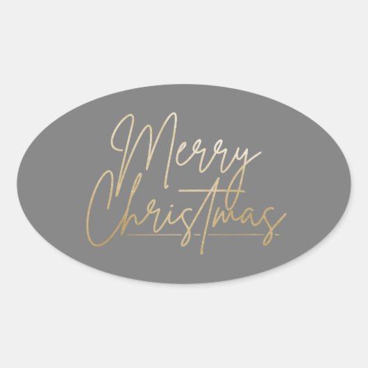 Gold Merry-kerstluxe grijs Ovale Sticker (Voorkant)