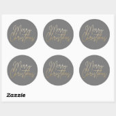 Gold Merry-kerstluxe grijs Ronde Sticker (Vel)