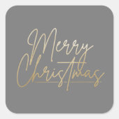 Gold Merry-kerstluxe grijs Vierkante Sticker (Voorkant)