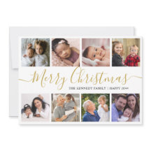 Gold Merry Kerstmis 9 Foto Collage