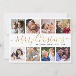 Gold Merry Kerstmis 9 Foto Collage Feestdagenkaart