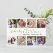 Gold Merry Kerstmis 9 Foto Collage Feestdagenkaart (Staand voorkant)